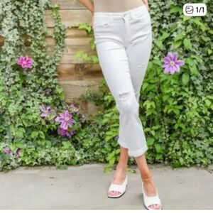 Judy Blue boyfriend white distressed jeans